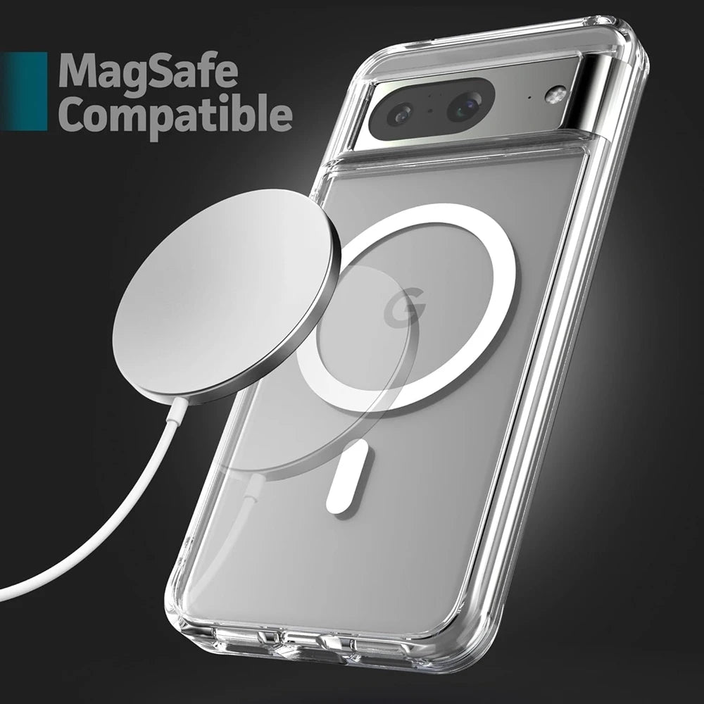 Luxury Transparent Magsafe Magnetic Case for Google Pixel 9A 10 9 8 7 6 Pro 9 Pro XL 8A 7A 6A Wireless Charging Clear TPU Cover