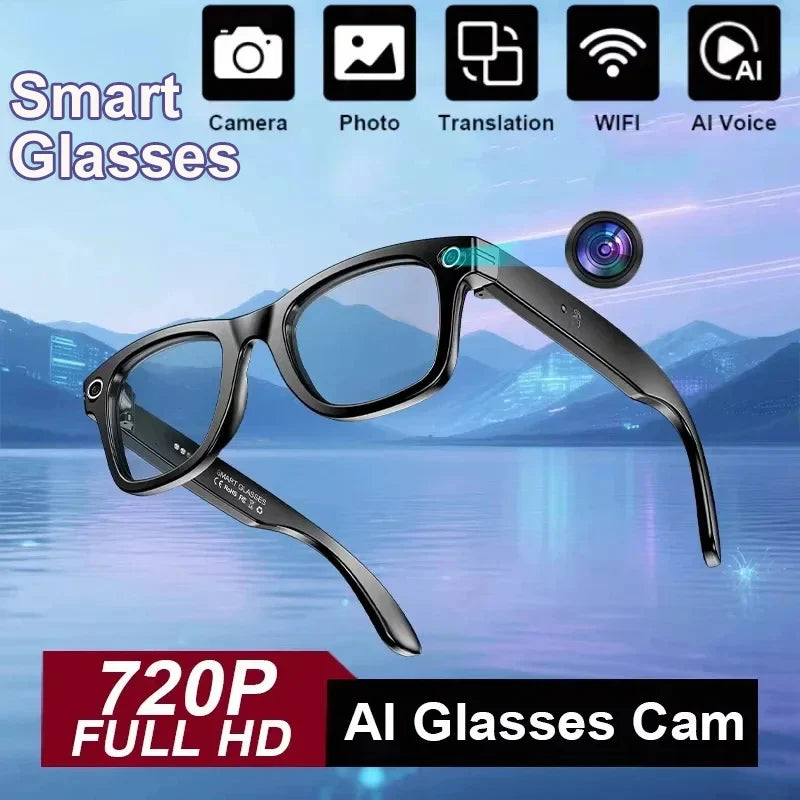 AI Smart Glasses With Camera Photo Sense Bluetooth Music Call Intelligent Recording IP65 Waterproof Bluetooth Glasses