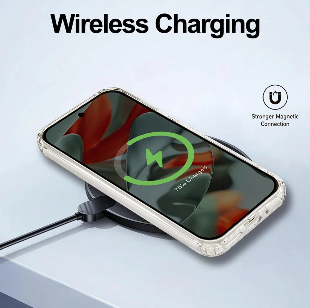 Luxury Transparent Magsafe Magnetic Case for Google Pixel 9A 10 9 8 7 6 Pro 9 Pro XL 8A 7A 6A Wireless Charging Clear TPU Cover