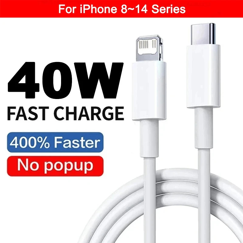 For Apple Original 40W Type C Fast Charger For iPhone 16 15 14 13 12 11 Pro Max Plus PD Charging Cable Charger Phone Accessories