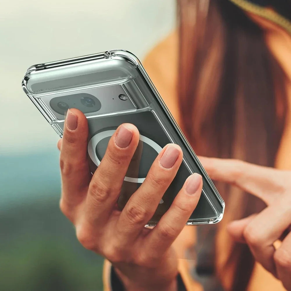 Luxury Transparent Magsafe Magnetic Case for Google Pixel 9A 10 9 8 7 6 Pro 9 Pro XL 8A 7A 6A Wireless Charging Clear TPU Cover