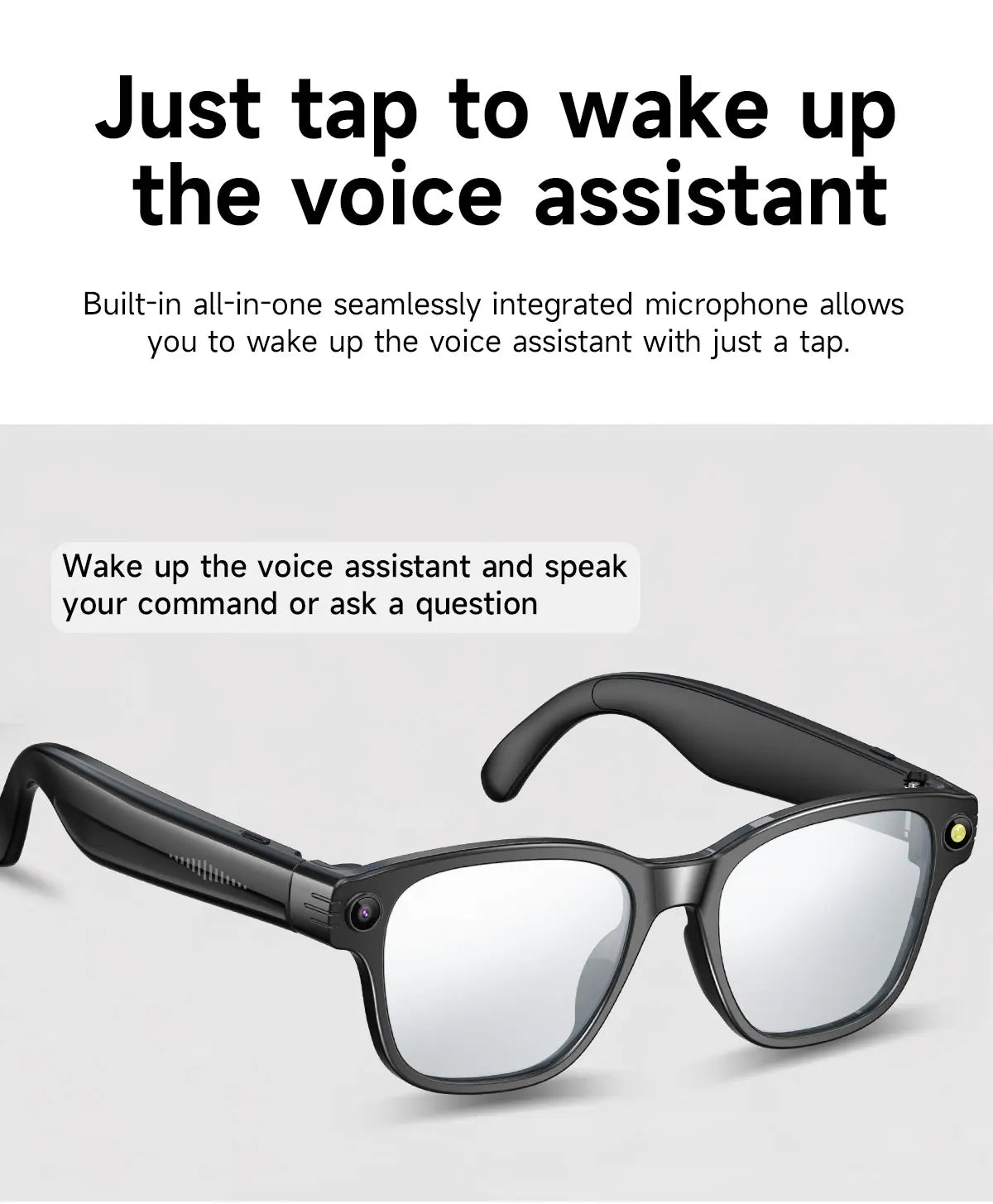 Smart Glasses With 8M HD camera 1200P anti-shake HD video AI intelligent voice assistant Real-time translation Object recognion