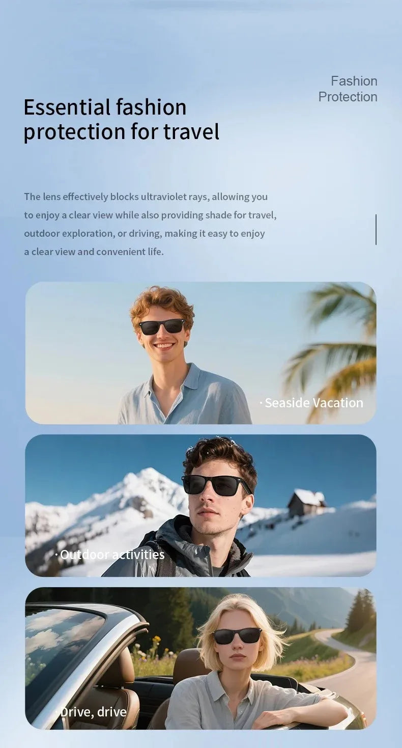 Smart Glasses Bluetooth Call Outdoor Sports Headphones AI Voice Navigation Photochromic Lens Waterproof Anti-UV Smart Sunglasses