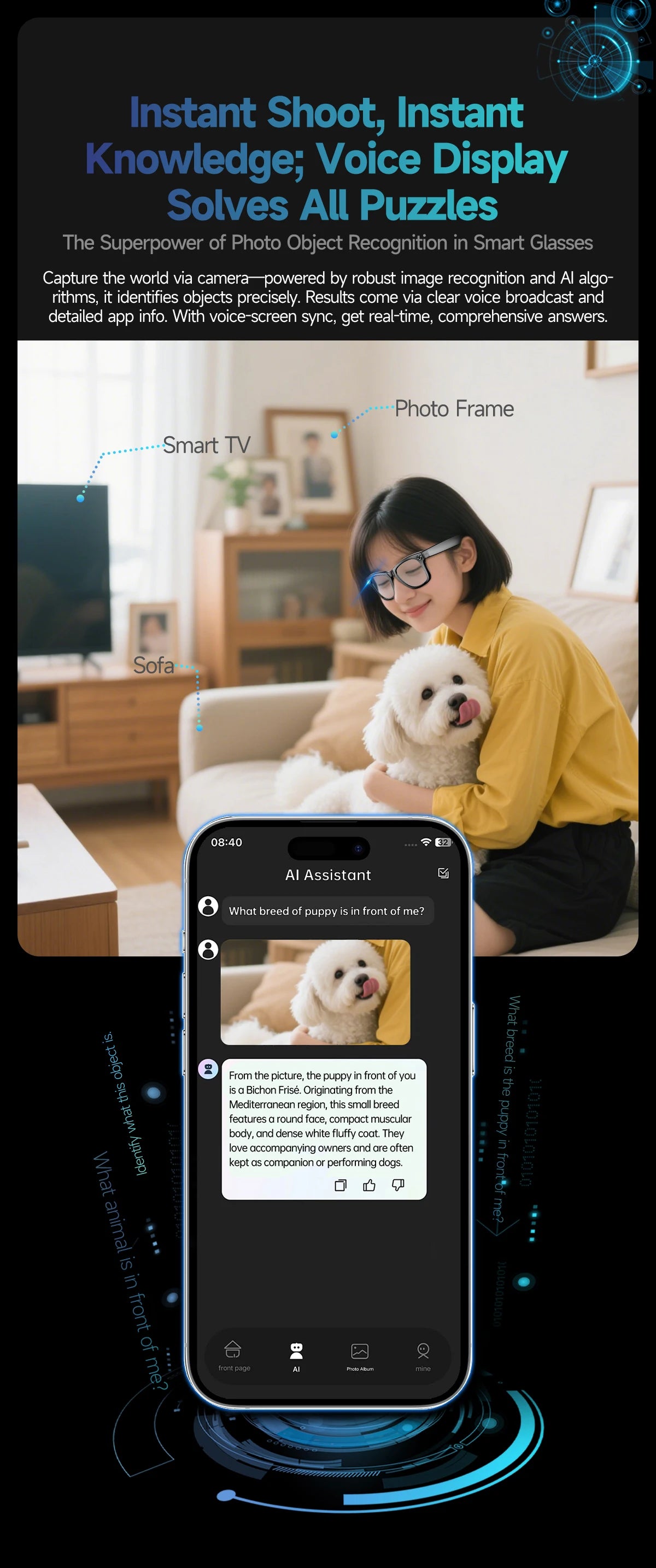 AI Smart Glasses 800W Anti Shake HD Camera Video Recording Languages Translation Sunglasses Bluetooth Call Music Play Man Women