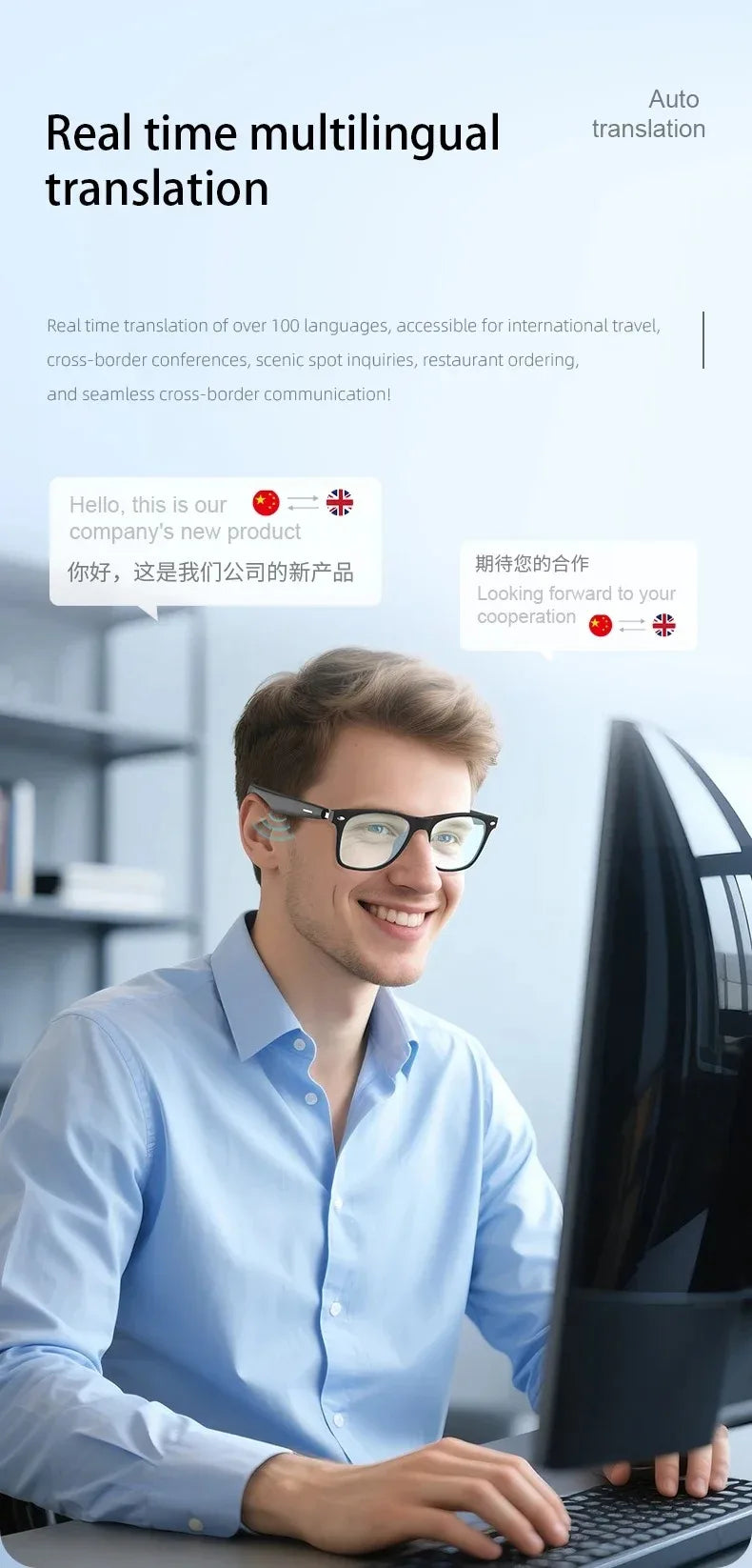 Smart Glasses Bluetooth Call Outdoor Sports Headphones AI Voice Navigation Photochromic Lens Waterproof Anti-UV Smart Sunglasses