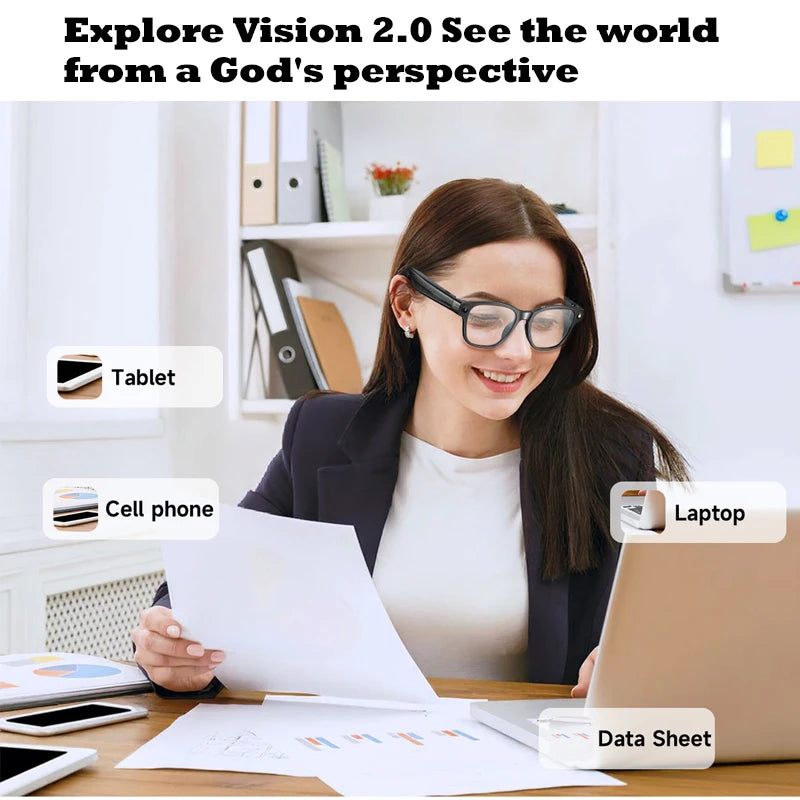 Smart Glasses With 8M HD camera 1200P anti-shake HD video AI intelligent voice assistant Real-time translation Object recognion