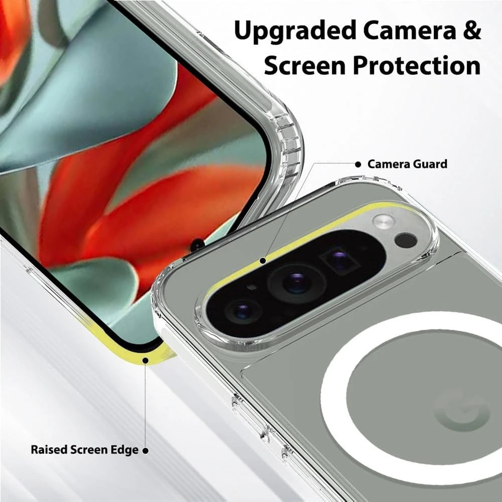 Luxury Transparent Magsafe Magnetic Case for Google Pixel 9A 10 9 8 7 6 Pro 9 Pro XL 8A 7A 6A Wireless Charging Clear TPU Cover