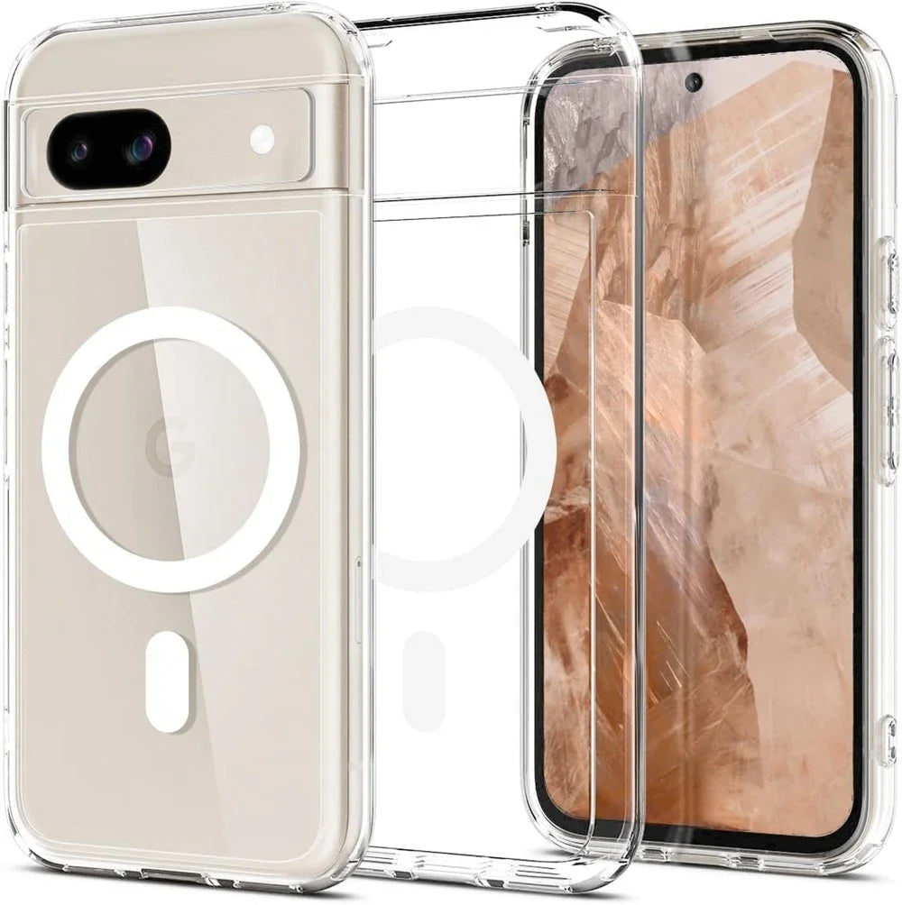 Luxury Transparent Magsafe Magnetic Case for Google Pixel 9A 10 9 8 7 6 Pro 9 Pro XL 8A 7A 6A Wireless Charging Clear TPU Cover