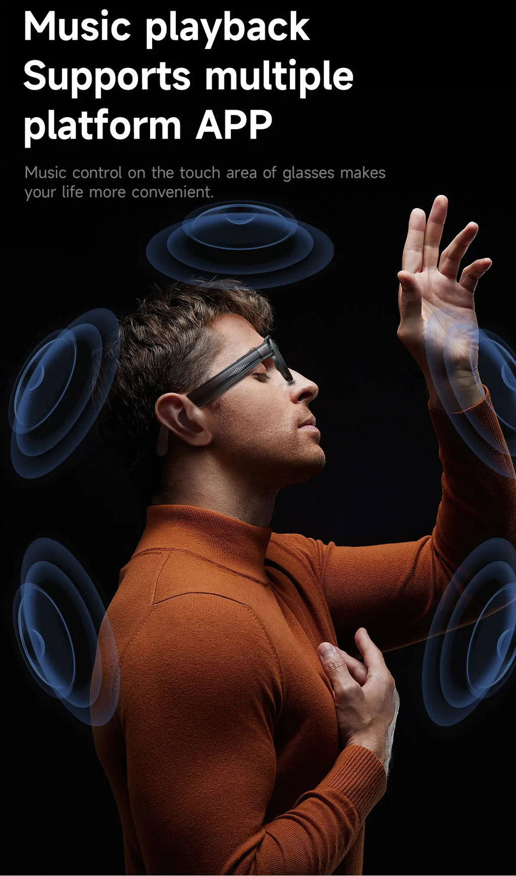 Smart Glasses With 8M HD camera 1200P anti-shake HD video AI intelligent voice assistant Real-time translation Object recognion