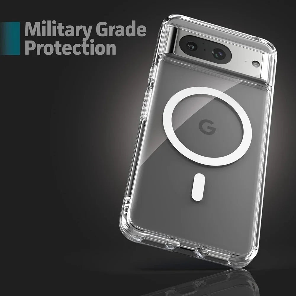 Luxury Transparent Magsafe Magnetic Case for Google Pixel 9A 10 9 8 7 6 Pro 9 Pro XL 8A 7A 6A Wireless Charging Clear TPU Cover